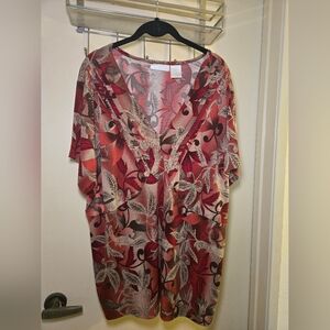 Worthington‎ Red and Black Floral Blouse